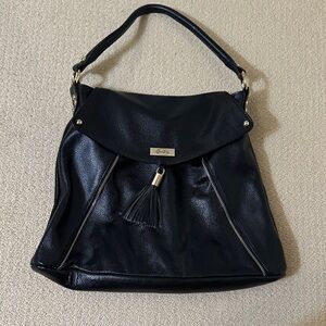 Onna Ehrlich Black Leather Hobo Bag with Tassel Kelly Bag Like New